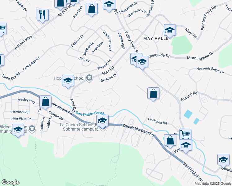 map of restaurants, bars, coffee shops, grocery stores, and more near 4931 Santa Rita Road in Richmond