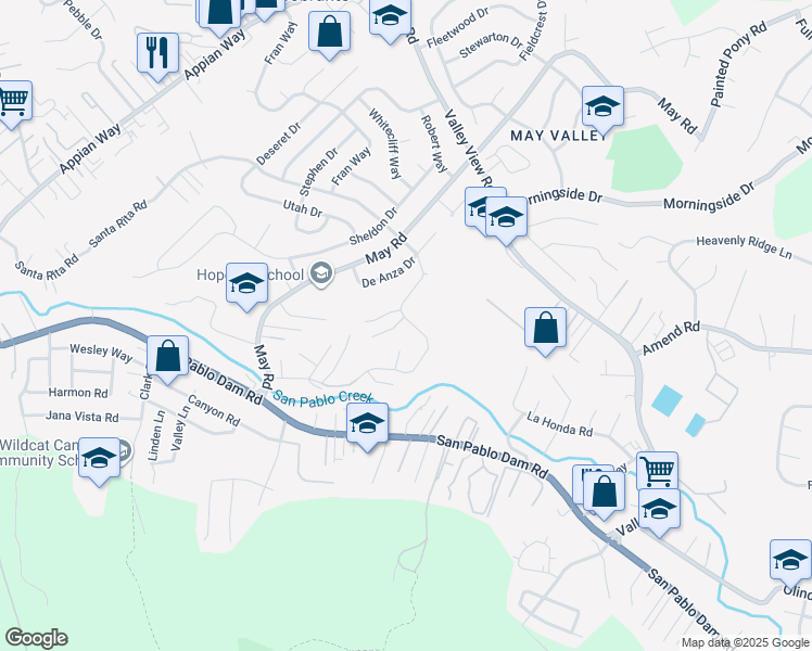 map of restaurants, bars, coffee shops, grocery stores, and more near 4904 Santa Rita Road in Richmond