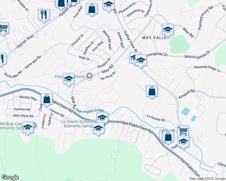 map of restaurants, bars, coffee shops, grocery stores, and more near 4904 Santa Rita Road in Richmond