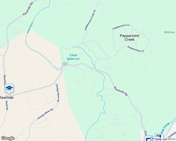 map of restaurants, bars, coffee shops, grocery stores, and more near 18960 Rawhide Road in Jamestown