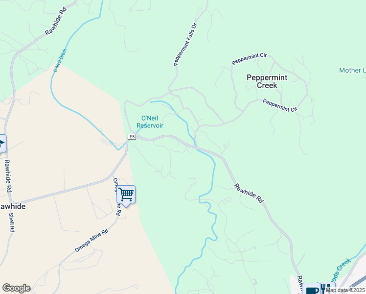 map of restaurants, bars, coffee shops, grocery stores, and more near 18960 Rawhide Road in Jamestown
