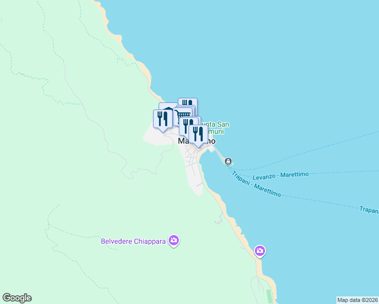 map of restaurants, bars, coffee shops, grocery stores, and more near Via Carlo Cavasino in Libero consorzio comunale di Trapani