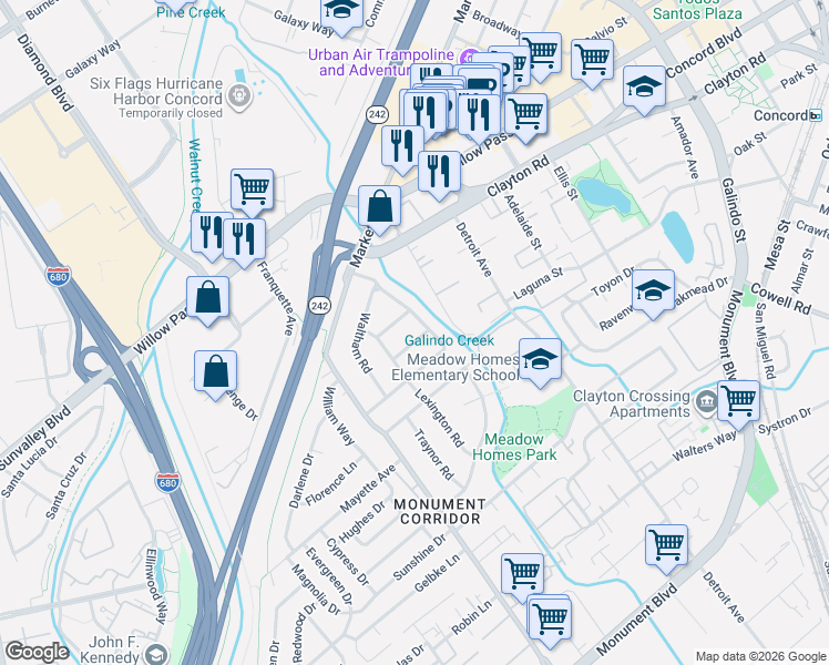 map of restaurants, bars, coffee shops, grocery stores, and more near 2361 Bedford Road in Concord