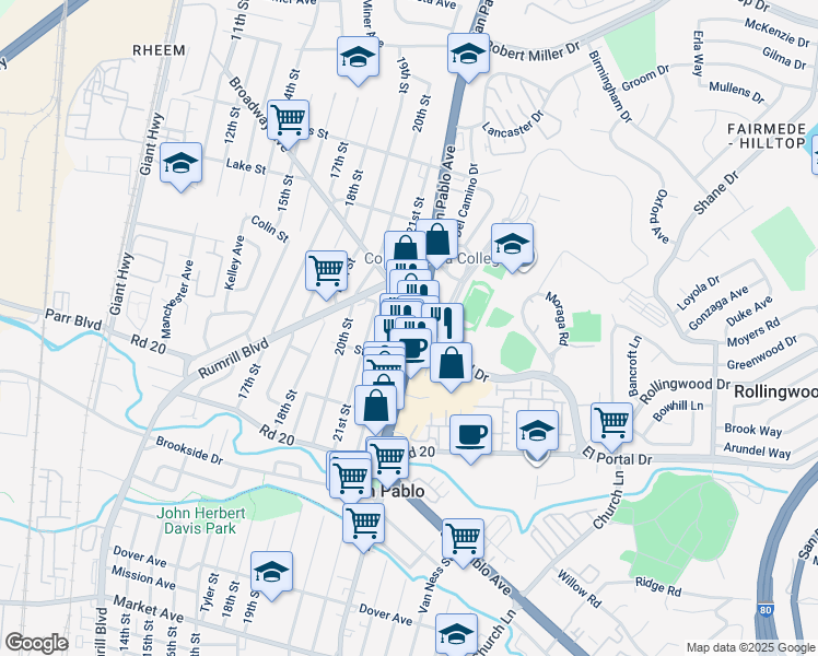 map of restaurants, bars, coffee shops, grocery stores, and more near 14451 San Pablo Avenue in San Pablo