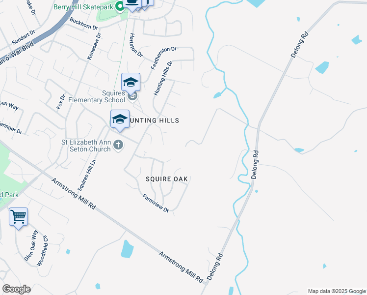 map of restaurants, bars, coffee shops, grocery stores, and more near 1225 Delong Place in Lexington