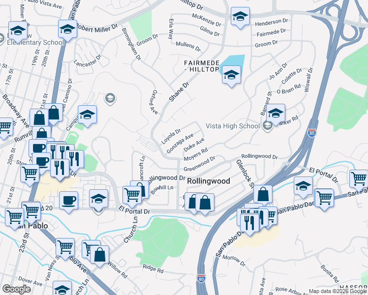 map of restaurants, bars, coffee shops, grocery stores, and more near 2833 Gonzaga Avenue in Richmond