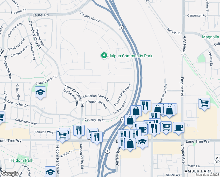 map of restaurants, bars, coffee shops, grocery stores, and more near 5587 Ventry Way in Antioch