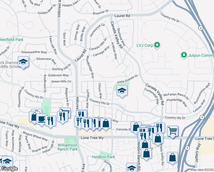 map of restaurants, bars, coffee shops, grocery stores, and more near 5137 Twincreek Court in Antioch
