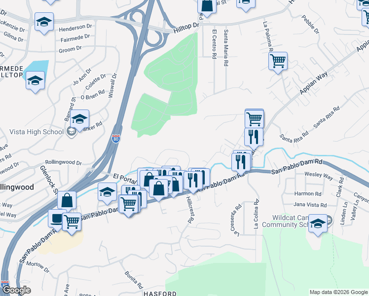 map of restaurants, bars, coffee shops, grocery stores, and more near 4083 Mozart Drive in Richmond