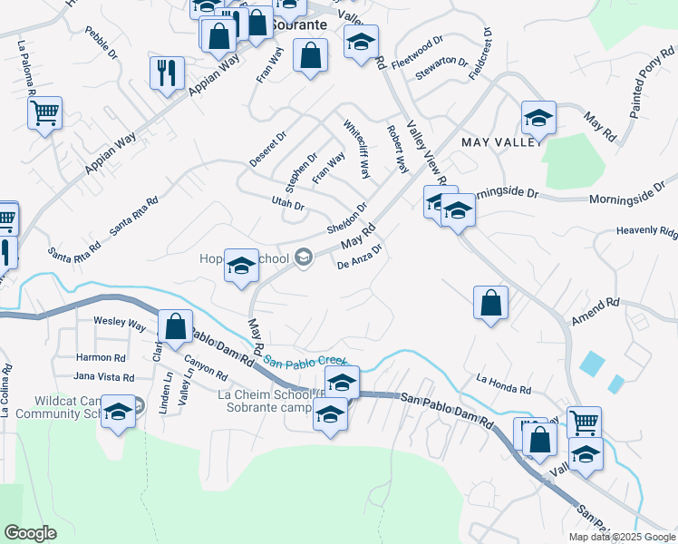 map of restaurants, bars, coffee shops, grocery stores, and more near in El Sobrante