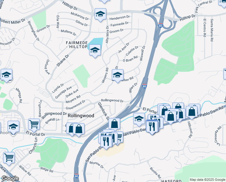 map of restaurants, bars, coffee shops, grocery stores, and more near 3275 Annapolis Avenue in Richmond