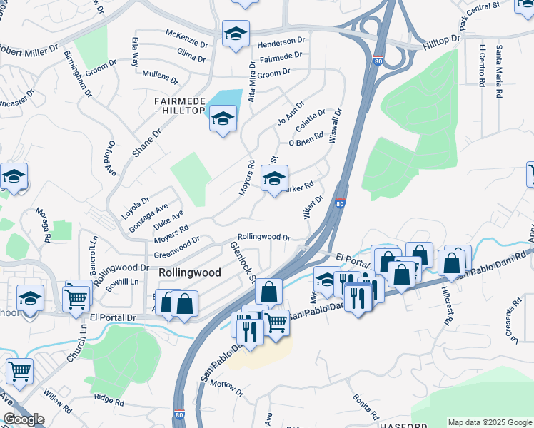 map of restaurants, bars, coffee shops, grocery stores, and more near 3275 Annapolis Avenue in Richmond