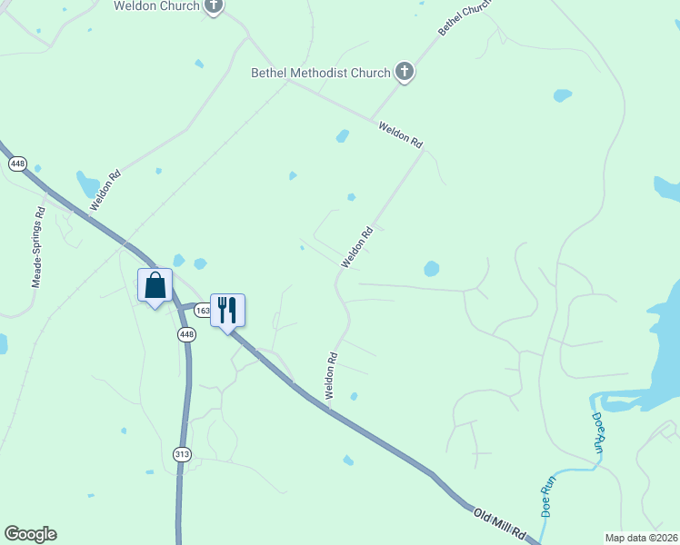 map of restaurants, bars, coffee shops, grocery stores, and more near Weldon Road in Meade County