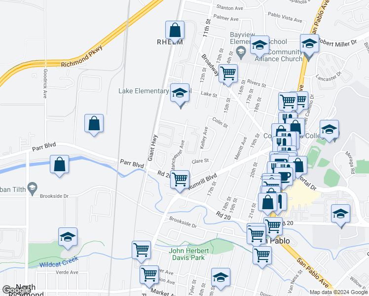map of restaurants, bars, coffee shops, grocery stores, and more near 2518 Manchester Avenue in San Pablo