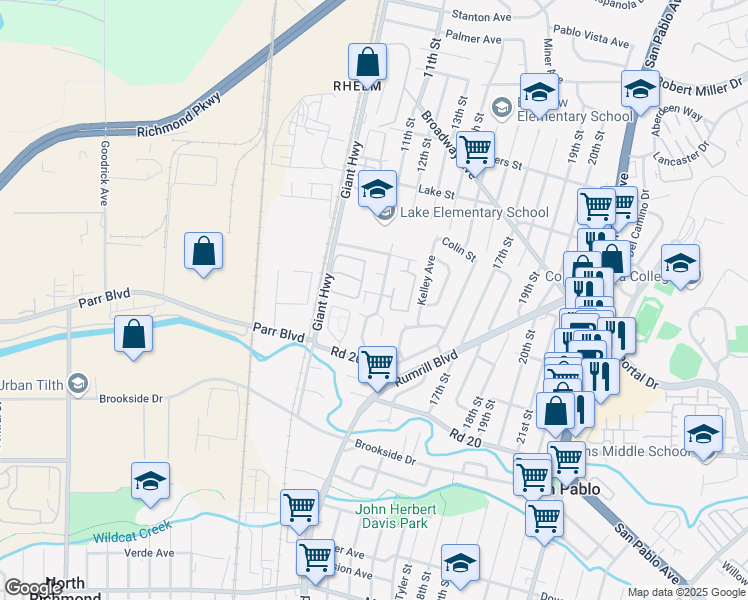 map of restaurants, bars, coffee shops, grocery stores, and more near 2515 Manchester Avenue in San Pablo
