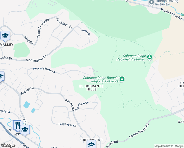 map of restaurants, bars, coffee shops, grocery stores, and more near 5430 Heavenly Ridge Lane in Richmond