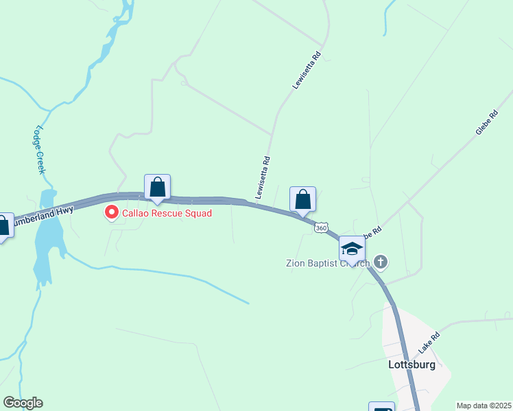 map of restaurants, bars, coffee shops, grocery stores, and more near State Route 624 in Callao