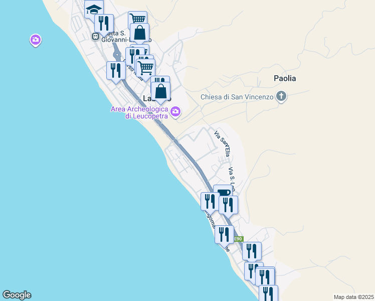 map of restaurants, bars, coffee shops, grocery stores, and more near 22 Contrada San Vincenzo in Lazzaro