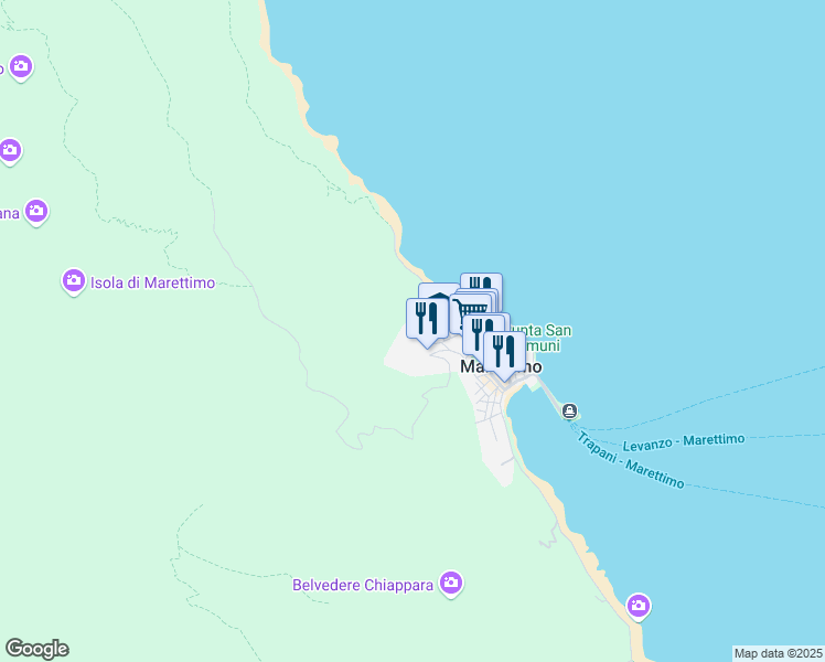 map of restaurants, bars, coffee shops, grocery stores, and more near 5 Via Campi in Libero consorzio comunale di Trapani