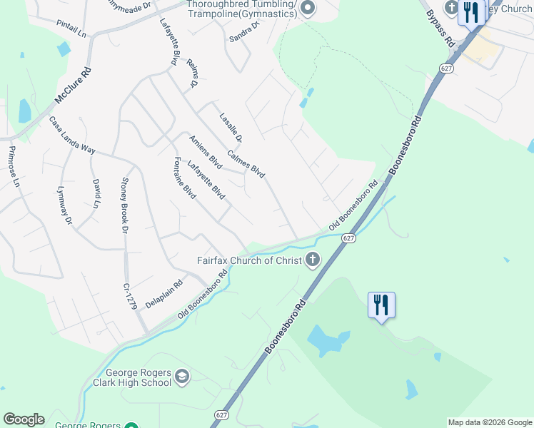 map of restaurants, bars, coffee shops, grocery stores, and more near 136 Calmes Boulevard in Winchester
