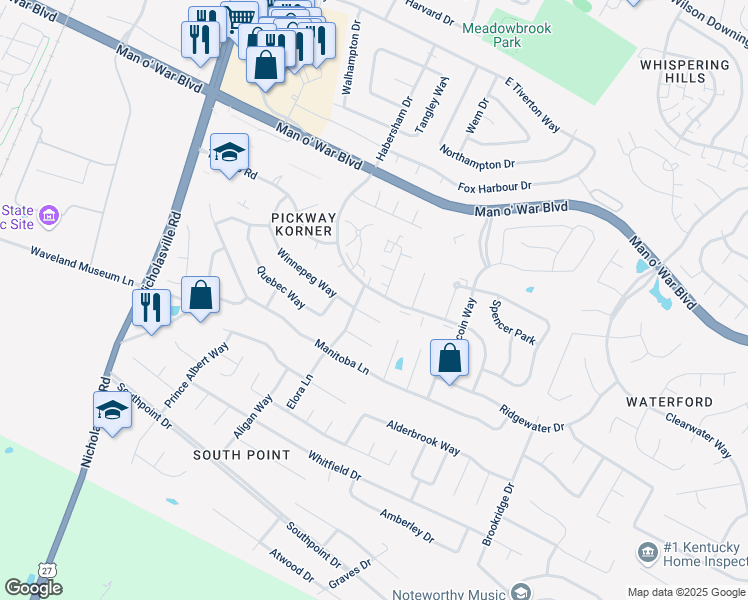 map of restaurants, bars, coffee shops, grocery stores, and more near 4001 Prince Albert Road in Lexington