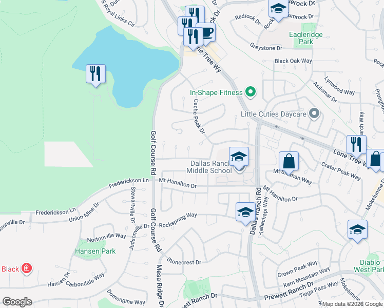 map of restaurants, bars, coffee shops, grocery stores, and more near 4809 Snowmass Peak Court in Antioch