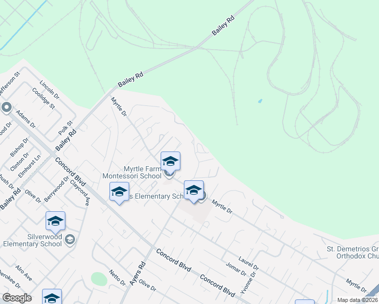 map of restaurants, bars, coffee shops, grocery stores, and more near 4931 Myrtle Drive in Concord