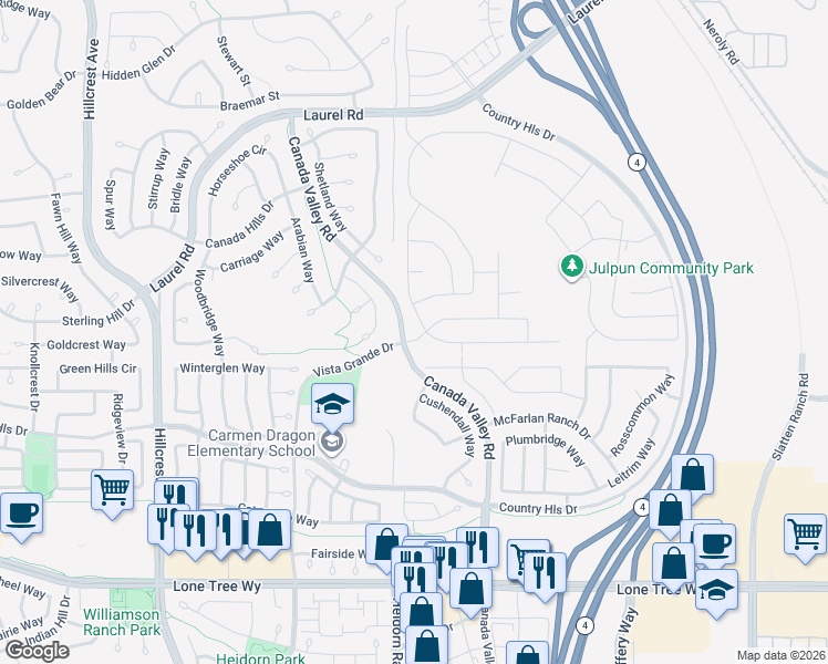 map of restaurants, bars, coffee shops, grocery stores, and more near in Antioch
