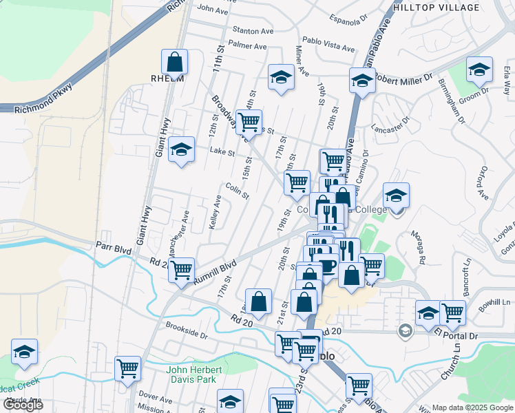 map of restaurants, bars, coffee shops, grocery stores, and more near 2657 17th Street in San Pablo