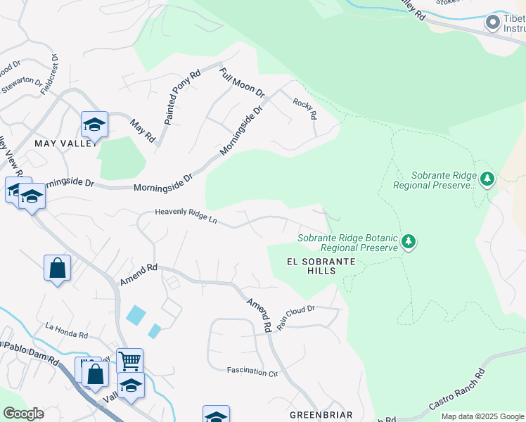 map of restaurants, bars, coffee shops, grocery stores, and more near 5347 Heavenly Ridge Lane in Richmond