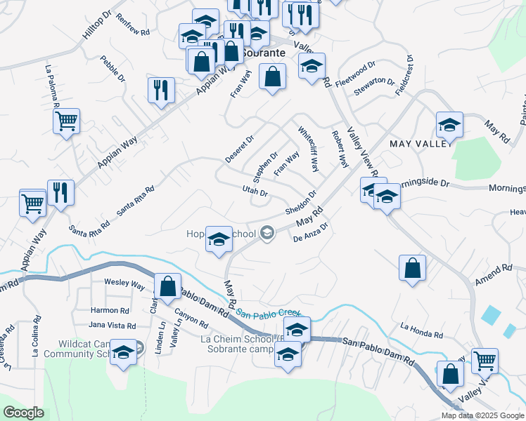 map of restaurants, bars, coffee shops, grocery stores, and more near 2835 Stephen Drive in Richmond