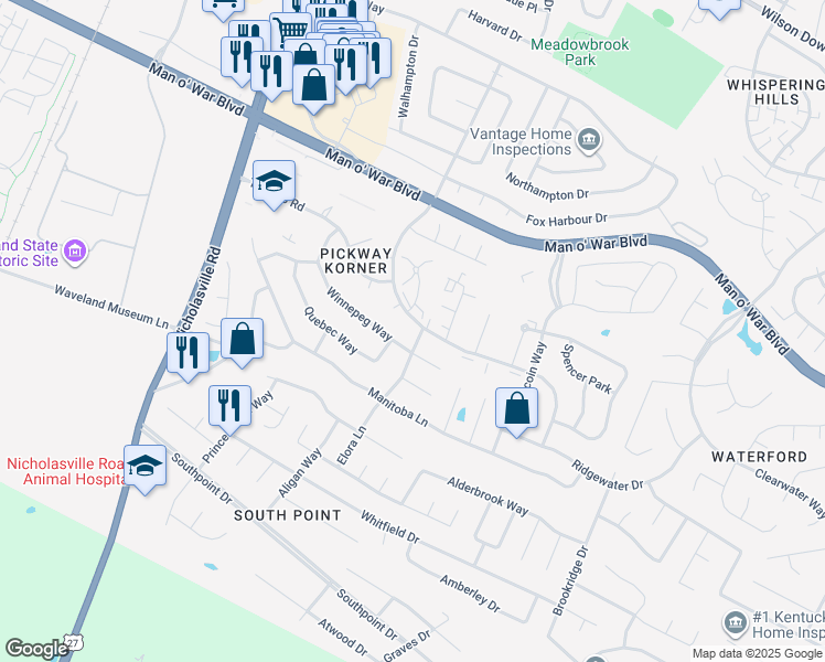 map of restaurants, bars, coffee shops, grocery stores, and more near 4001 Prince Albert Road in Lexington