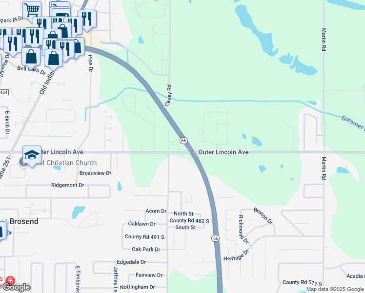 map of restaurants, bars, coffee shops, grocery stores, and more near 4466 Lenn Road in Newburgh