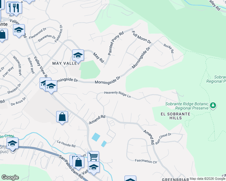 map of restaurants, bars, coffee shops, grocery stores, and more near 5218 Heavenly Ridge Lane in Richmond