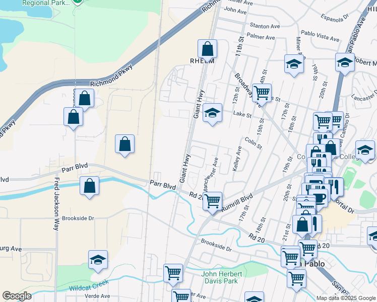 map of restaurants, bars, coffee shops, grocery stores, and more near 2600 Giant Road in San Pablo