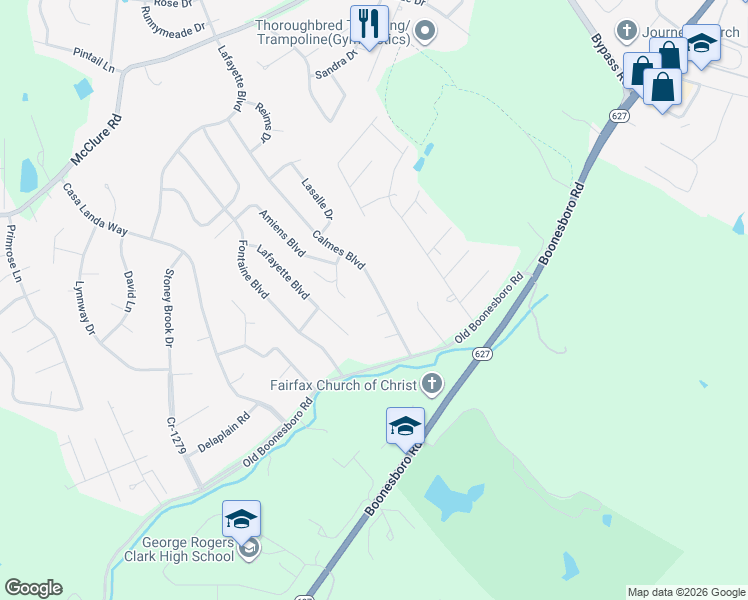 map of restaurants, bars, coffee shops, grocery stores, and more near 136 Calmes Boulevard in Winchester