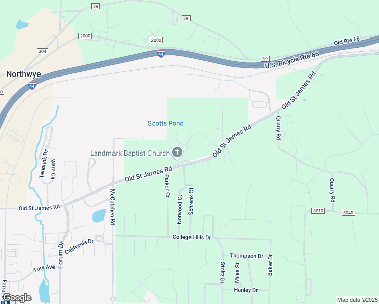 map of restaurants, bars, coffee shops, grocery stores, and more near 1510 Red Oak Drive in Rolla