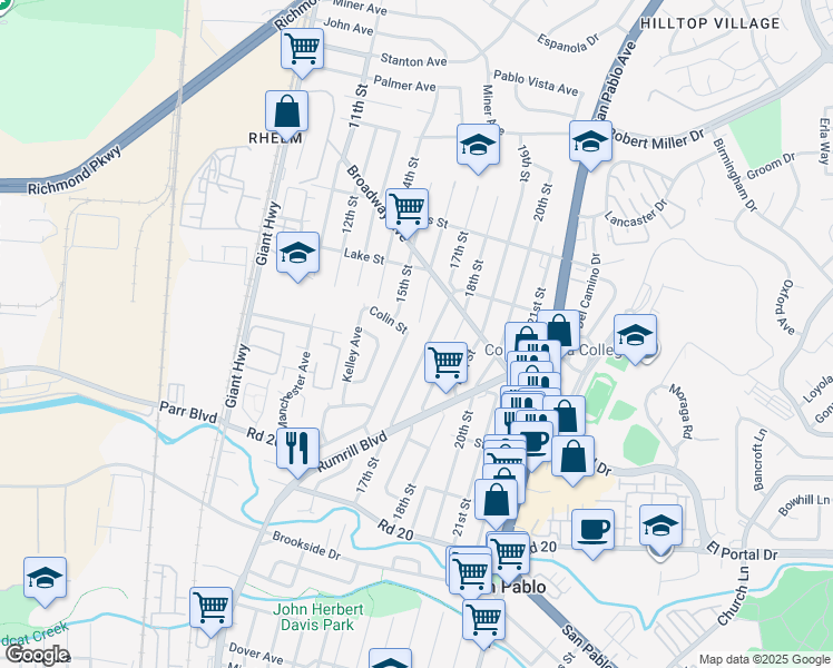 map of restaurants, bars, coffee shops, grocery stores, and more near 2657 17th Street in San Pablo