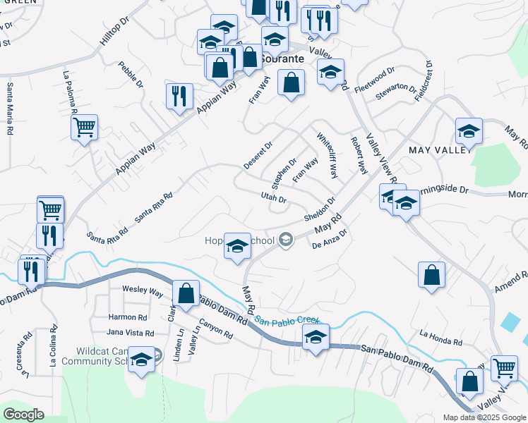 map of restaurants, bars, coffee shops, grocery stores, and more near 2871 Stephen Drive in Richmond