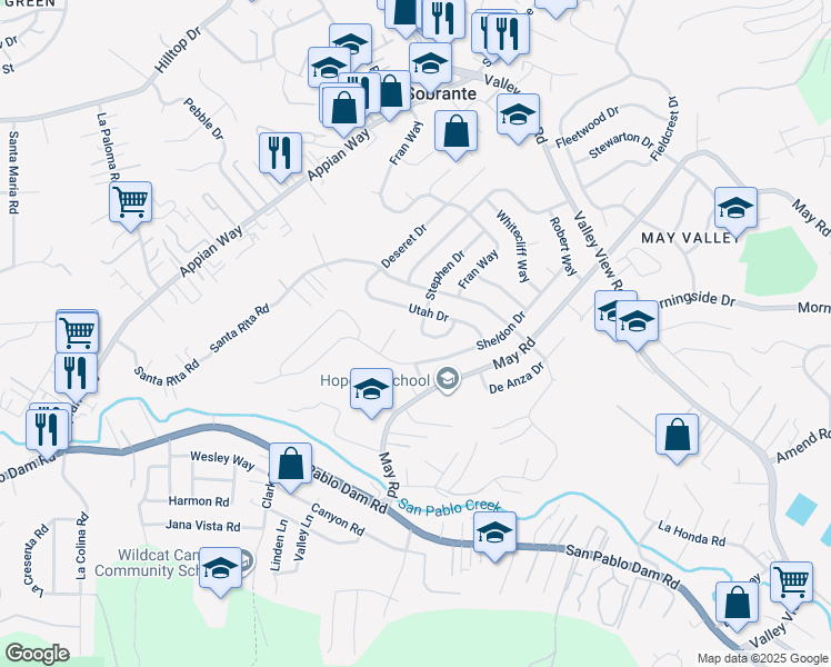 map of restaurants, bars, coffee shops, grocery stores, and more near 2871 Stephen Drive in Richmond