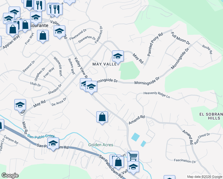 map of restaurants, bars, coffee shops, grocery stores, and more near 3406 Clearfield Avenue in El Sobrante