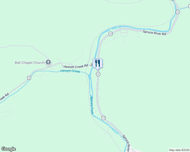 map of restaurants, bars, coffee shops, grocery stores, and more near Blair Mountain Highway in Jeffrey