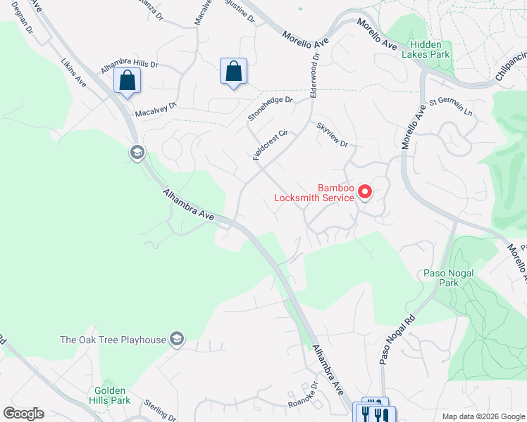 map of restaurants, bars, coffee shops, grocery stores, and more near 428 Verbena Court in Pleasant Hill