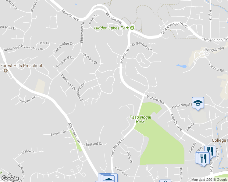 map of restaurants, bars, coffee shops, grocery stores, and more near 407 Ridgeview Drive in Pleasant Hill