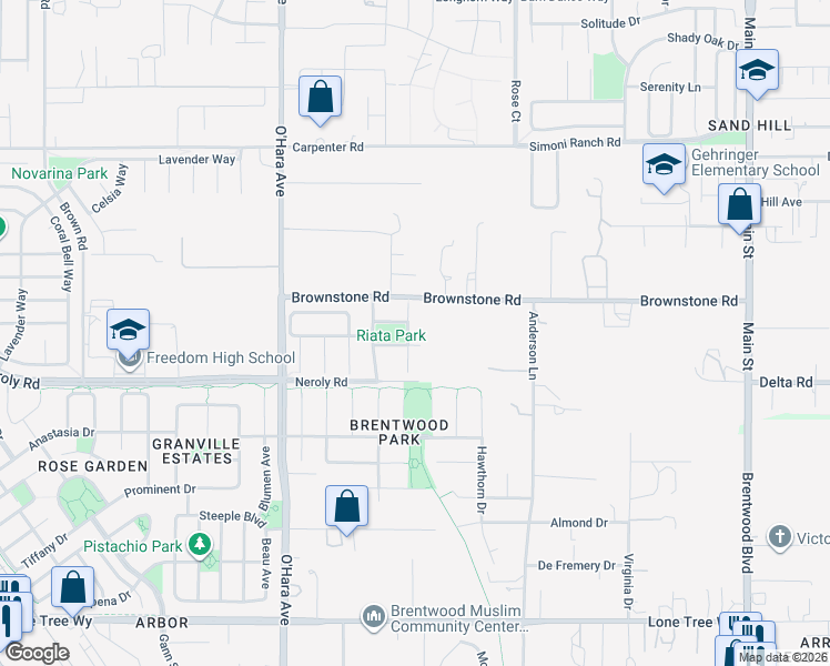 map of restaurants, bars, coffee shops, grocery stores, and more near 583 Sawgrass Way in Oakley