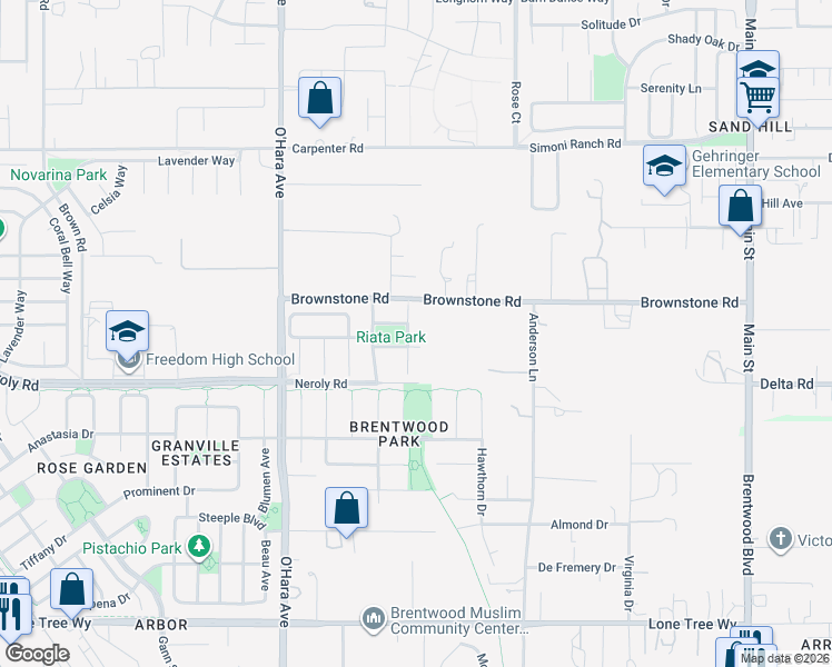 map of restaurants, bars, coffee shops, grocery stores, and more near 583 Sawgrass Way in Oakley