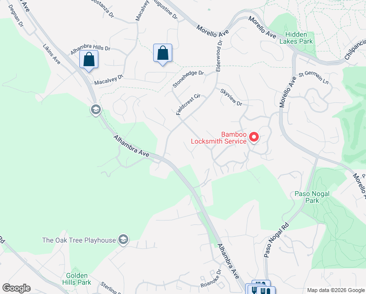 map of restaurants, bars, coffee shops, grocery stores, and more near 408 Verbena Court in Pleasant Hill