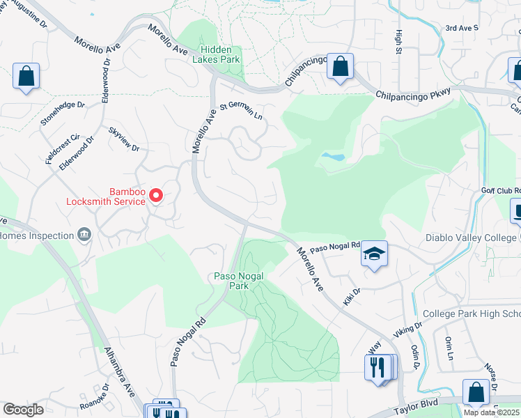 map of restaurants, bars, coffee shops, grocery stores, and more near 1796 Douglas Terrace in Pleasant Hill