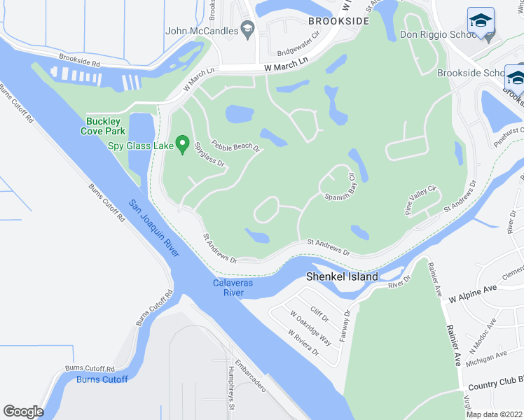 map of restaurants, bars, coffee shops, grocery stores, and more near 5174 Poppy Hills Circle in Stockton