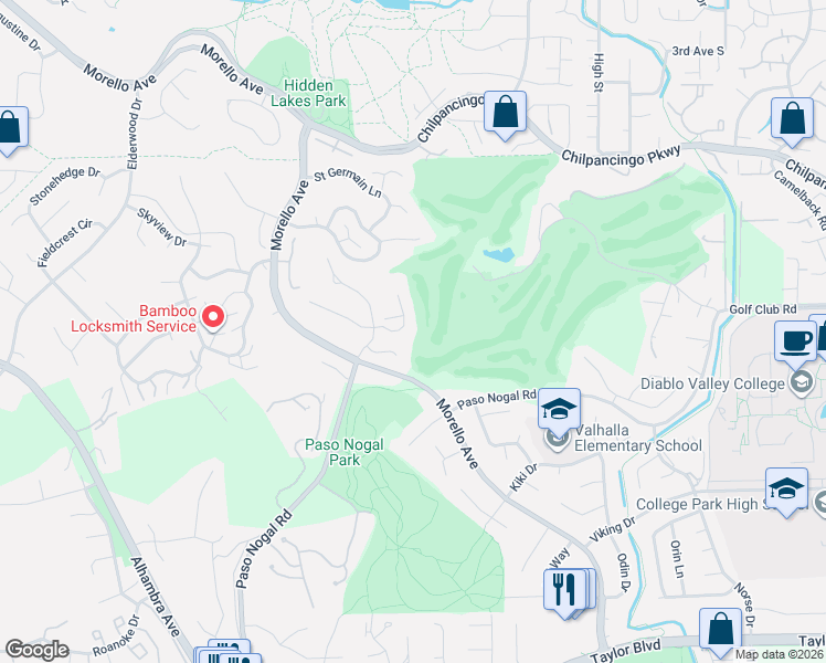 map of restaurants, bars, coffee shops, grocery stores, and more near 53 Janin Place in Pleasant Hill